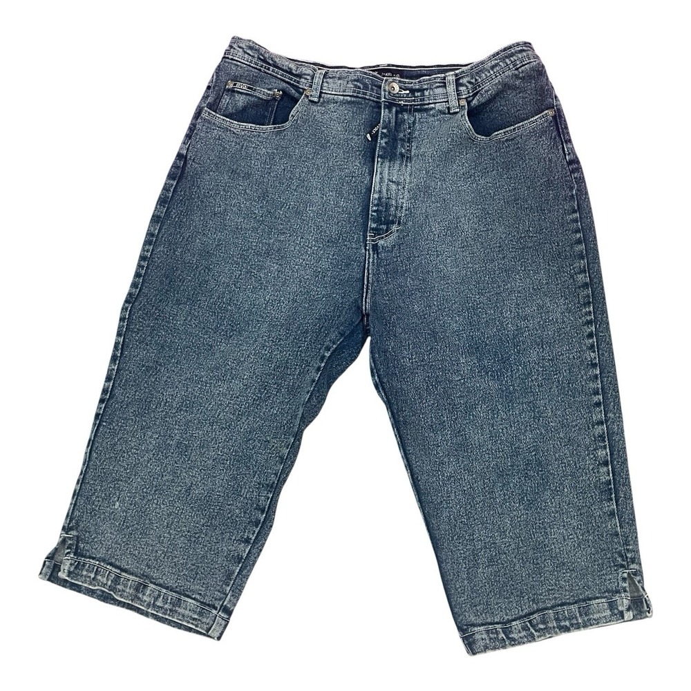 Vintage 90s Revolt High Waisted Denim Jorts Acid Wash Bermuda Shorts Size 20